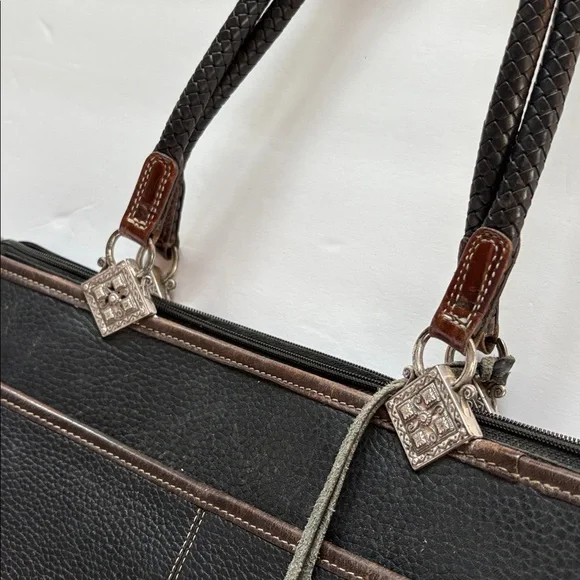 Vintage Brighton Black/ Crocodile Braided Handle Shoulder Bag - Picture 2 of 9